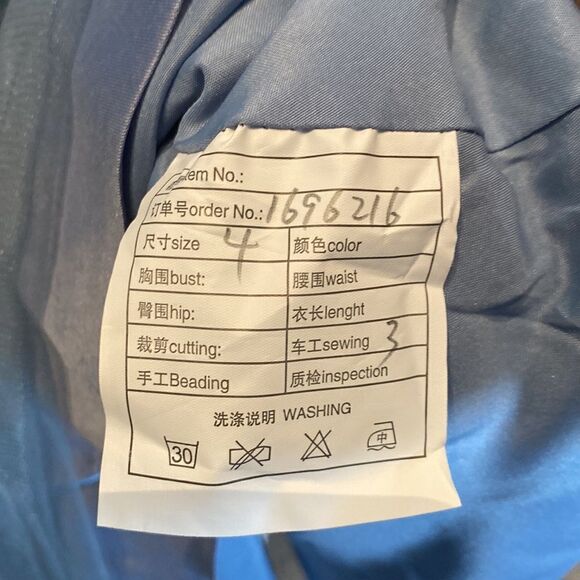 Women’s Blue Prom Party Dress Embroidered Flowers Butterflies Corset Back Size 4 - Picture 13 of 14